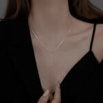 Långt silverhalsband i 925 sterling till tröja - Image 2