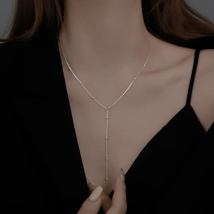 Långt silverhalsband i 925 sterling till tröja - Image 2