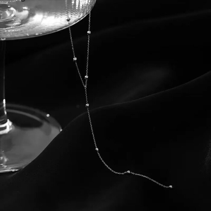 Långt silverhalsband i 925 sterling till tröja - Image 3