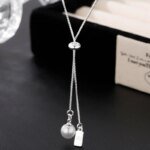 Långt pärlhalsband i 925 sterling silver - Image 2