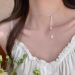 Långt pärlhalsband i 925 sterling silver
