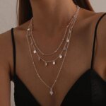 Trendigt flerskiktat halsband i 925 silversilver