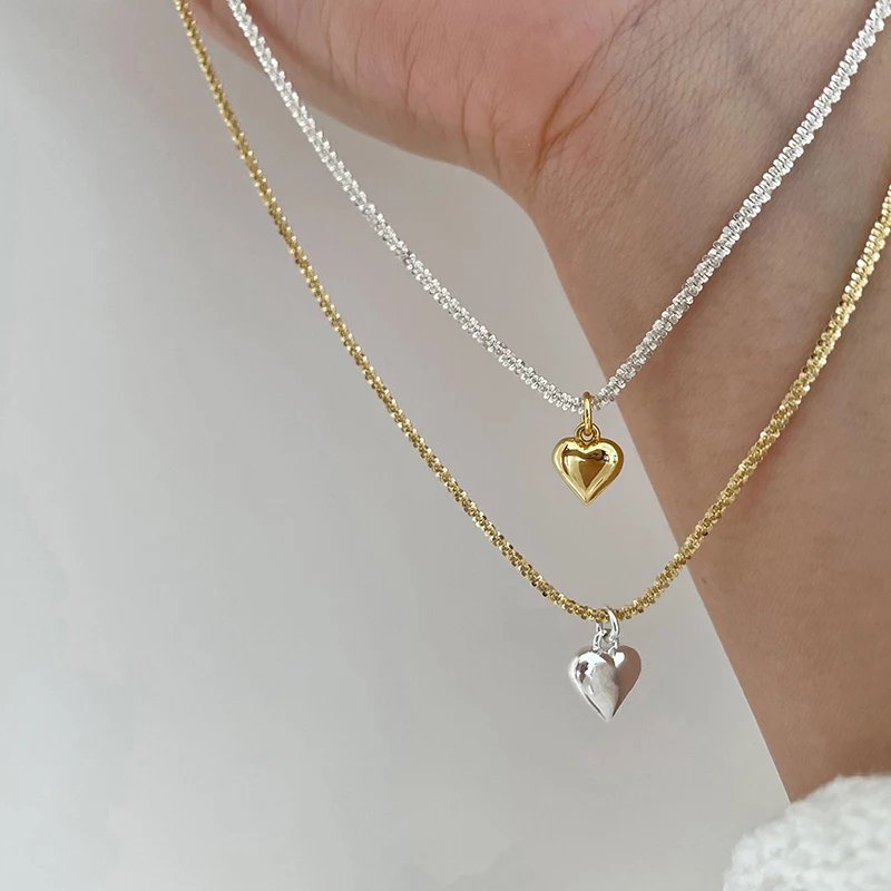 Glänsande hjärthalsband i 925 sterling silver