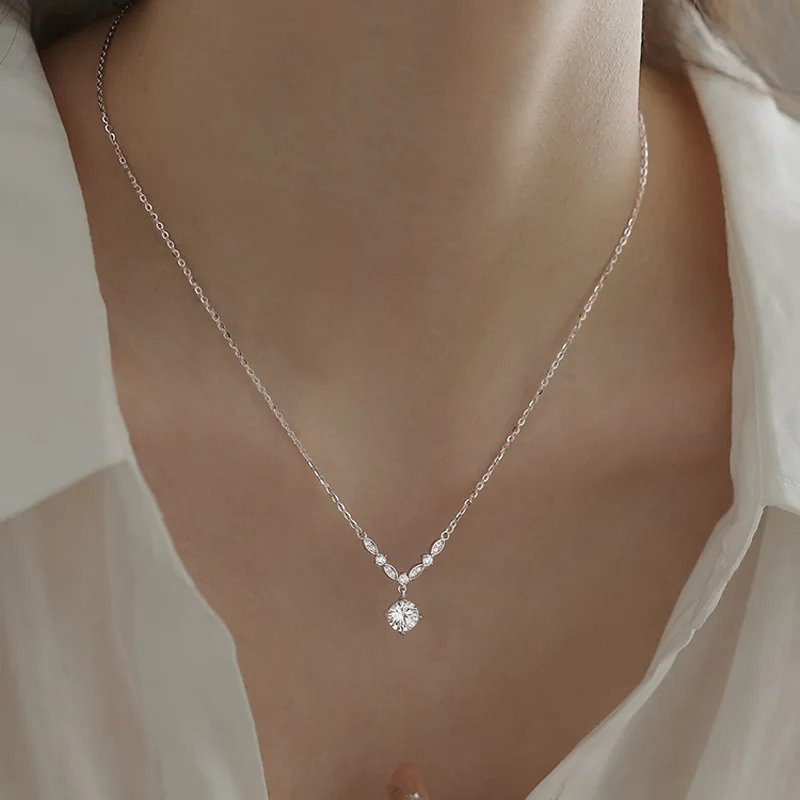 Geometriskt pendant-halsband i 925 sterling silver