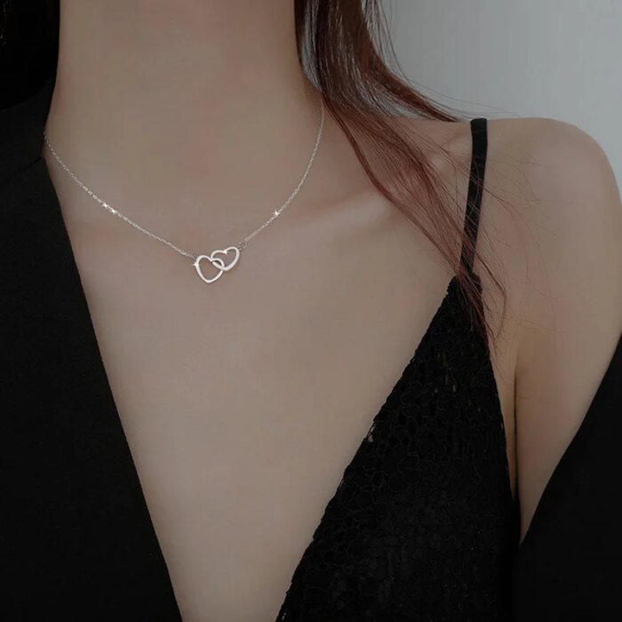 Stilrent geometriskt hjärthalsband i 925 sterling silver - Image 3