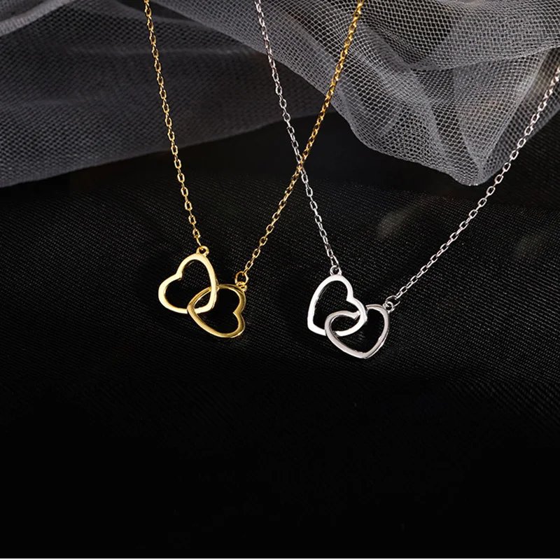 Stilrent geometriskt hjärthalsband i 925 sterling silver