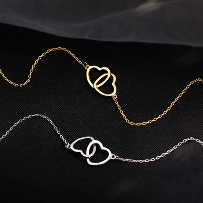 Stilrent geometriskt hjärthalsband i 925 sterling silver - Image 2
