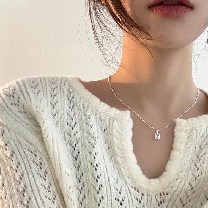 Kvadratiskt geometriskt halsband i 925 sterling silver - Image 3