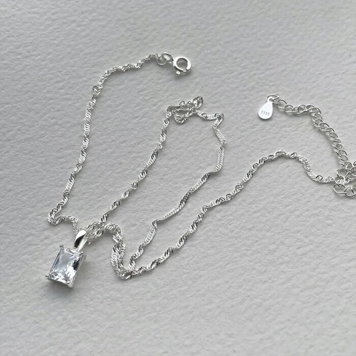 Kvadratiskt geometriskt halsband i 925 sterling silver - Image 2