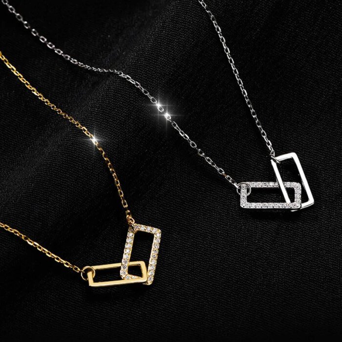Gnistrande fyrkantigt zirkonhalsband i 925 sterling silver - Image 2