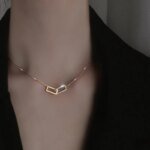 Gnistrande fyrkantigt zirkonhalsband i 925 sterling silver