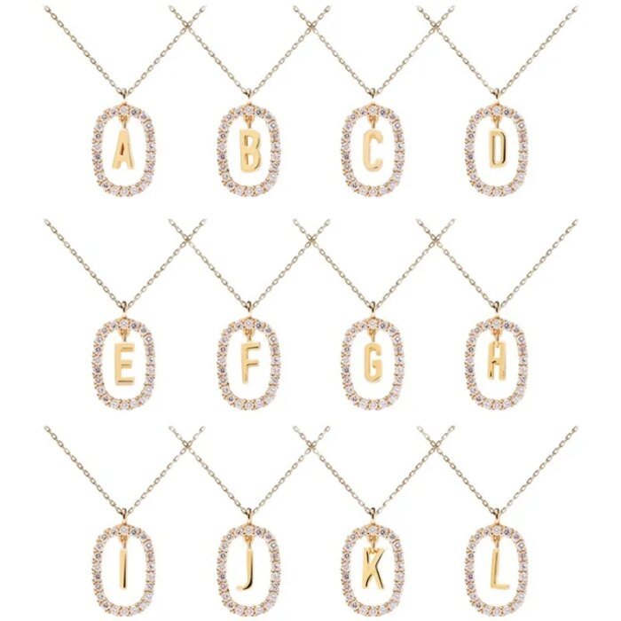 Bokstavshalsband med eleganta zirkoner i 925 silver - Image 2