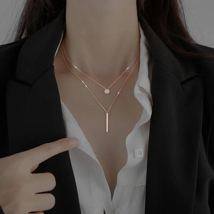 Dubbelt silverhalsband med stilren charm i 925 silver - Image 3