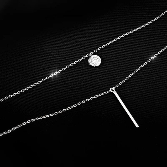 Dubbelt silverhalsband med stilren charm i 925 silver - Image 2