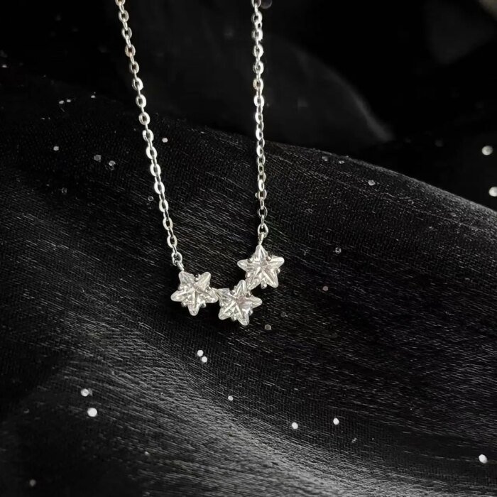 Tre stjärnor silverhalsband i 925 sterling silver - Image 3
