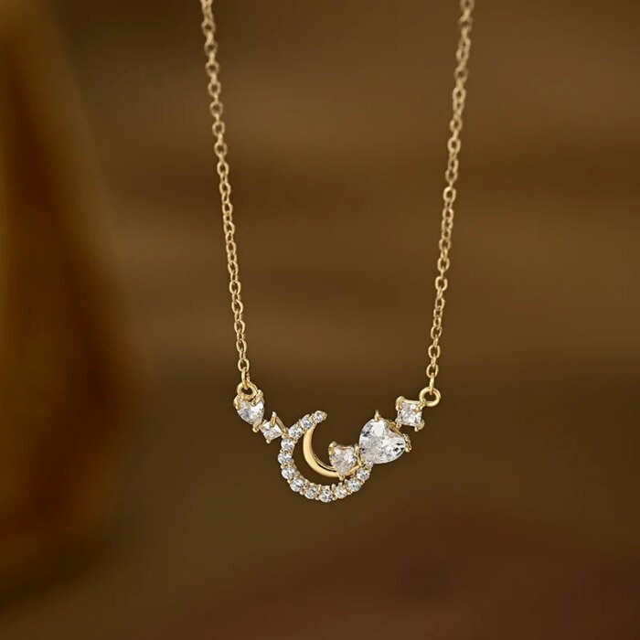Månformat silverhalsband i 925 sterling silver - Image 3