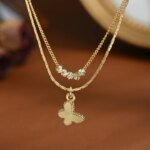 Exklusivt dubbelkedjigt fjärilshalsband i 925 sterling silver - Image 2