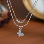 Exklusivt dubbelkedjigt fjärilshalsband i 925 sterling silver - Image 3