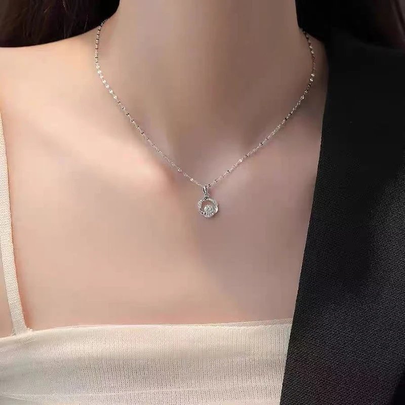 Cirkelformat zirkonhalsband i äkta 925 sterling silver