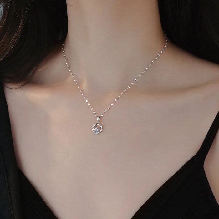Cirkelformat zirkonhalsband i äkta 925 sterling silver - Image 3