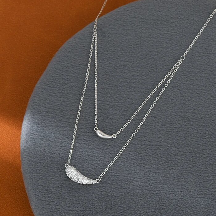 Glimrande dubbelkedjigt zirkonhalsband i 925 sterling silver - Image 2