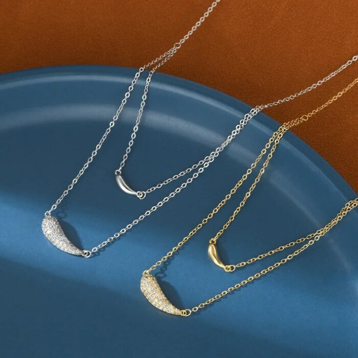 Glimrande dubbelkedjigt zirkonhalsband i 925 sterling silver - Image 3