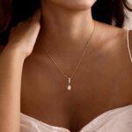 Pärlhalsband med droppformad pärla i 925 sterling silver