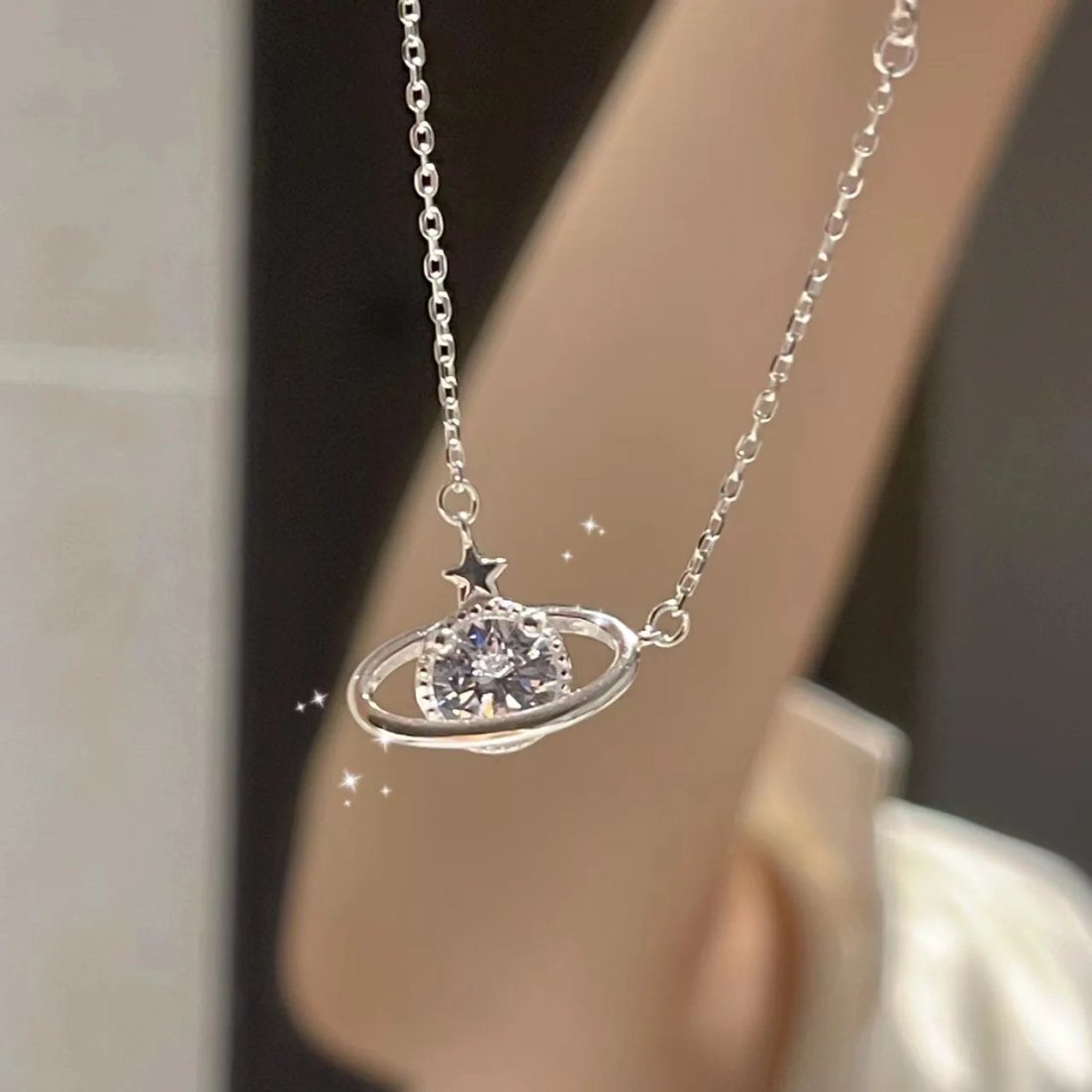 Planethalsband i äkta 925 sterling silver