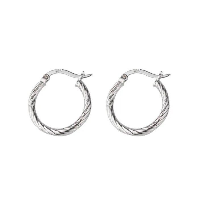 Geometric 925 Sterling Silver Örhängen i Stilren Design - Image 2