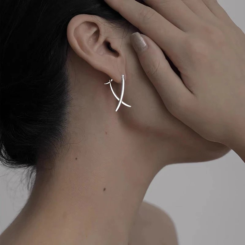 Geometriska Stiftörhängen i 925 Sterling Silver
