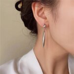 Långa 925 Sterling Silver Örhängen i Stilren Design - Image 3