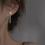 Långa 925 Sterling Silver Pärlörhängen med Zirkonia