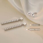 Långa 925 Sterling Silver Pärlörhängen med Zirkonia - Image 2