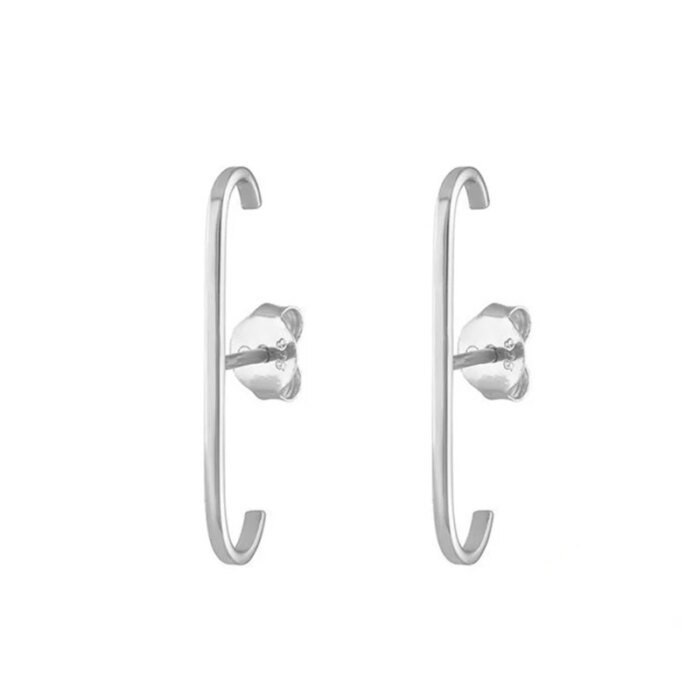 Geometriska 925 Sterling Silver Örhängen i Stilren Modell - Image 3