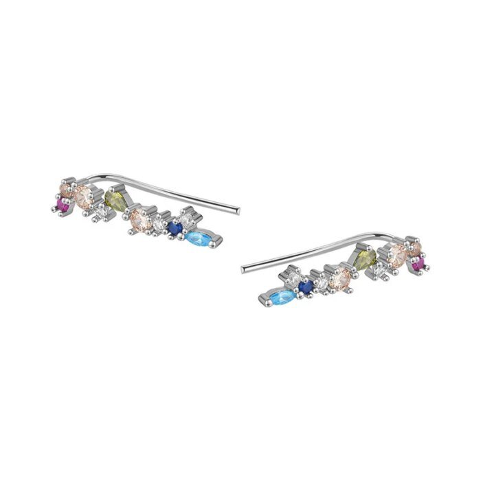 Färgglada Geometriska 925 Sterling Silver Örhängen med Zirkonia - Image 3