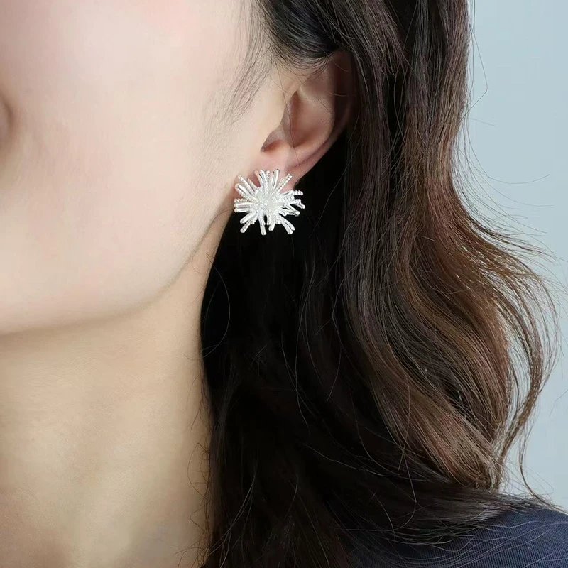 925 Sterling Silver Snöflinga Örhängen i Geometrisk Design