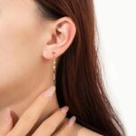Långa Geometriska 925 Sterling Silver Örhängen med Färgad Zirkonia - Image 2