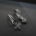 Svarta Zirkonia 925 Sterling Silver Örhängen med Unik Design - Image 2