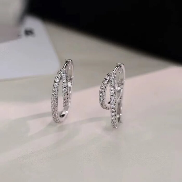 Gnistrande geometriska örhängen i 925 sterlingsilver med zirkon - Image 3