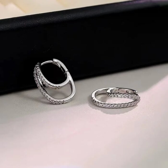 Gnistrande geometriska örhängen i 925 sterlingsilver med zirkon - Image 2