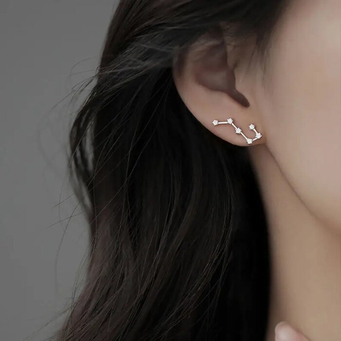 Geometriska örhängen i 925 sterlingsilver med zirkoner - Image 2
