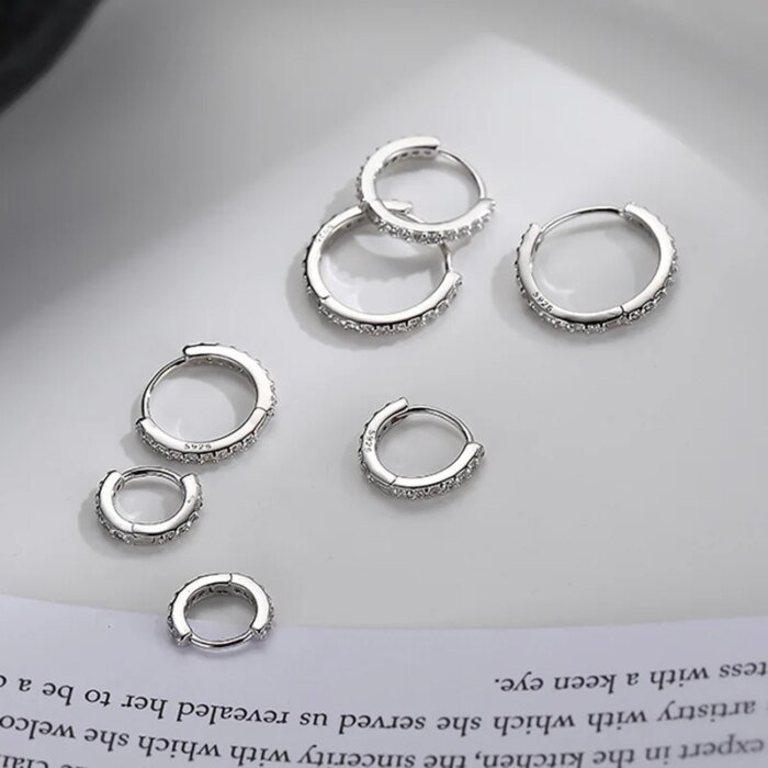 Cirkelformade örhängen i 925 sterlingsilver med zirkon - Image 3