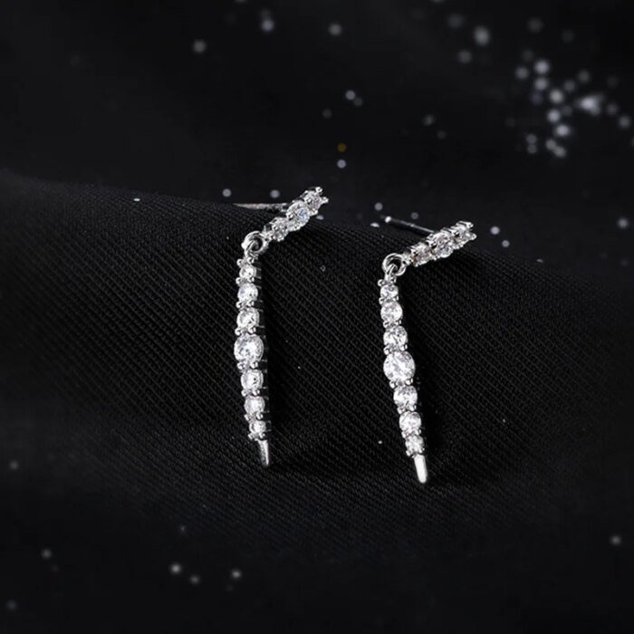 Långa örhängen i 925 sterlingsilver med glänsande zirkon - Image 2
