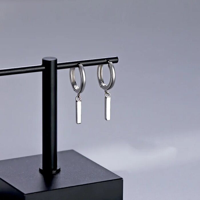 Rektangulära hängande örhängen i 925 sterlingsilver - Image 2