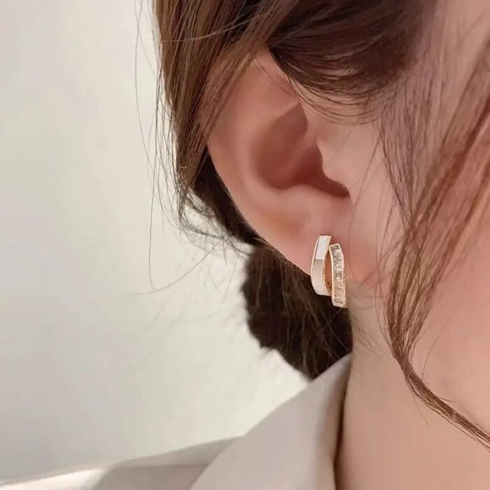 Guldpläterade örhängen i 925 sterlingsilver med zirkoner - Image 2
