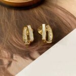 Guldpläterade örhängen i 925 sterlingsilver med zirkoner - Image 4
