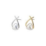 Geometriska örhängen i 925 sterlingsilver med pärla - Image 2
