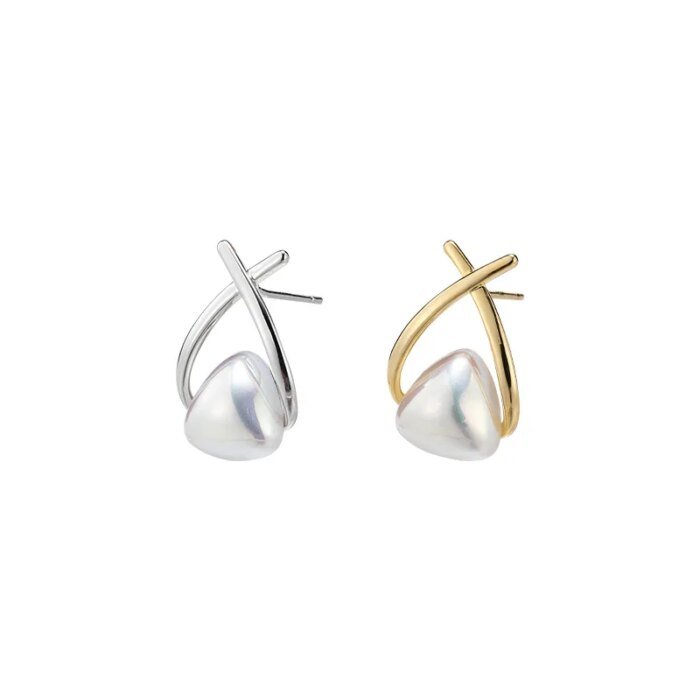Geometriska örhängen i 925 sterlingsilver med pärla - Image 2