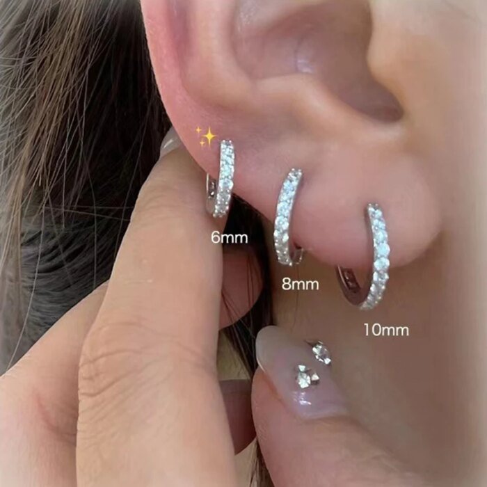 Glittrande cirkelörhängen i 925 sterlingsilver med zirkoner - Image 3