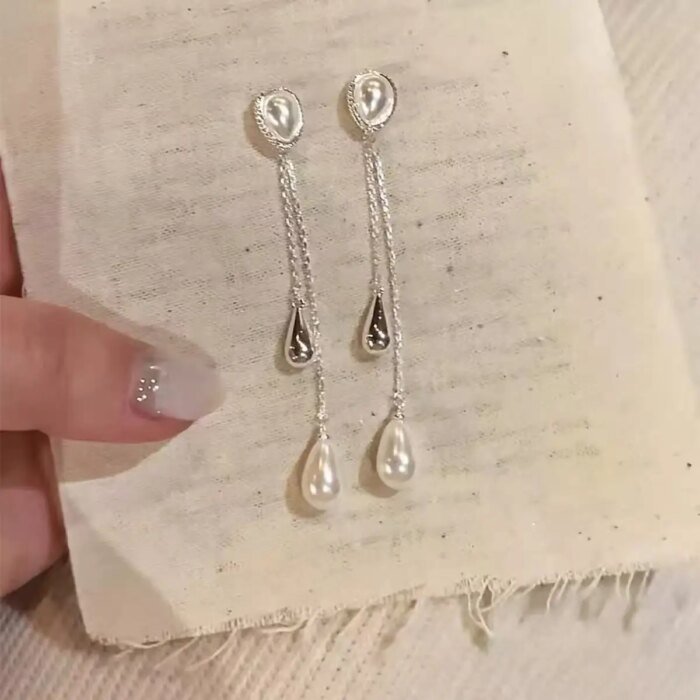 Eleganta pärlörhängen i 925 sterlingsilver för dam - Image 3